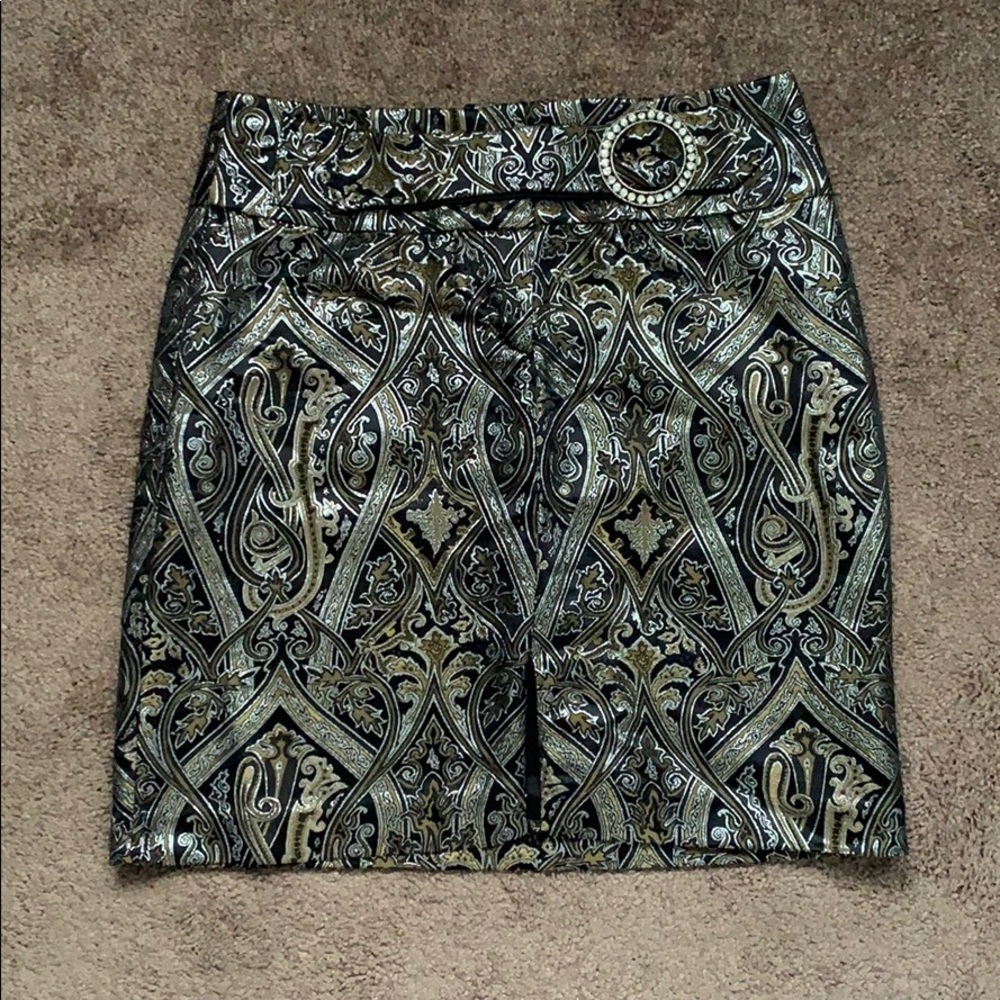 Cache evening skirt, black,gold,silver